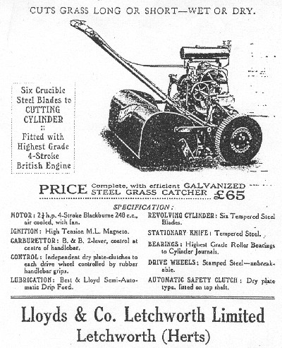 1926 advertisement for Lloyds Pennsylvania Moto Mower.