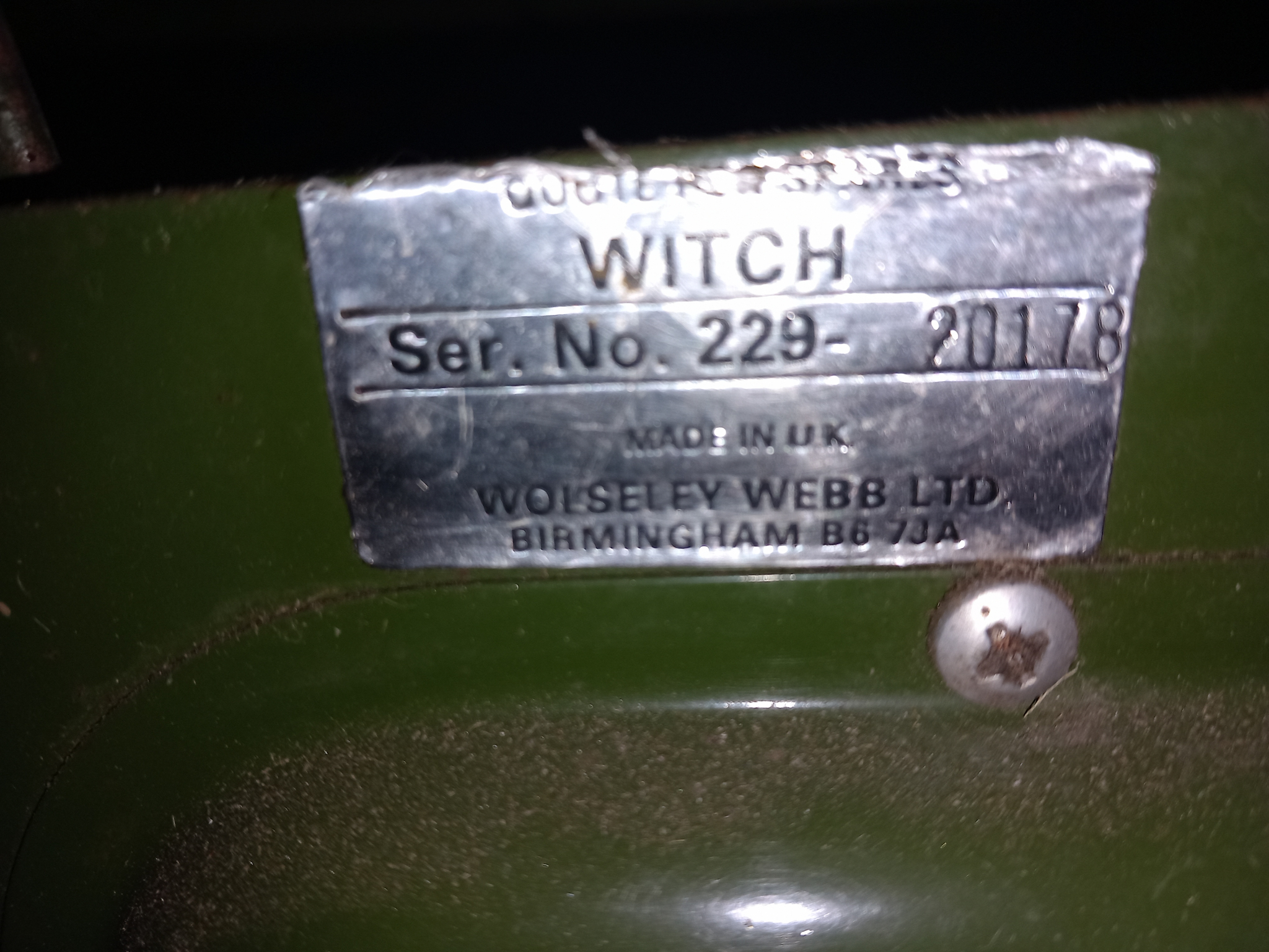a typical Webb serial plate on the side frame